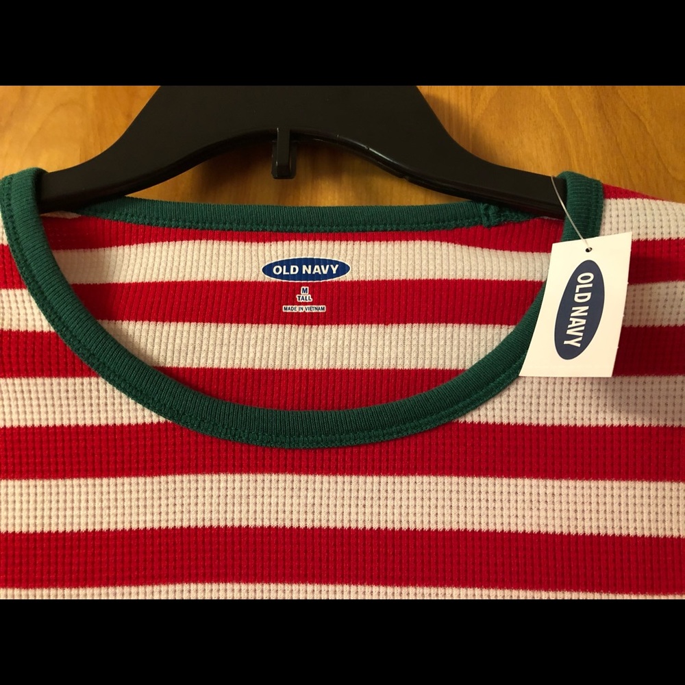 NWT Women’s Old Navy Striped Thermal Holiday Pajama Shirt Size Medium Tall